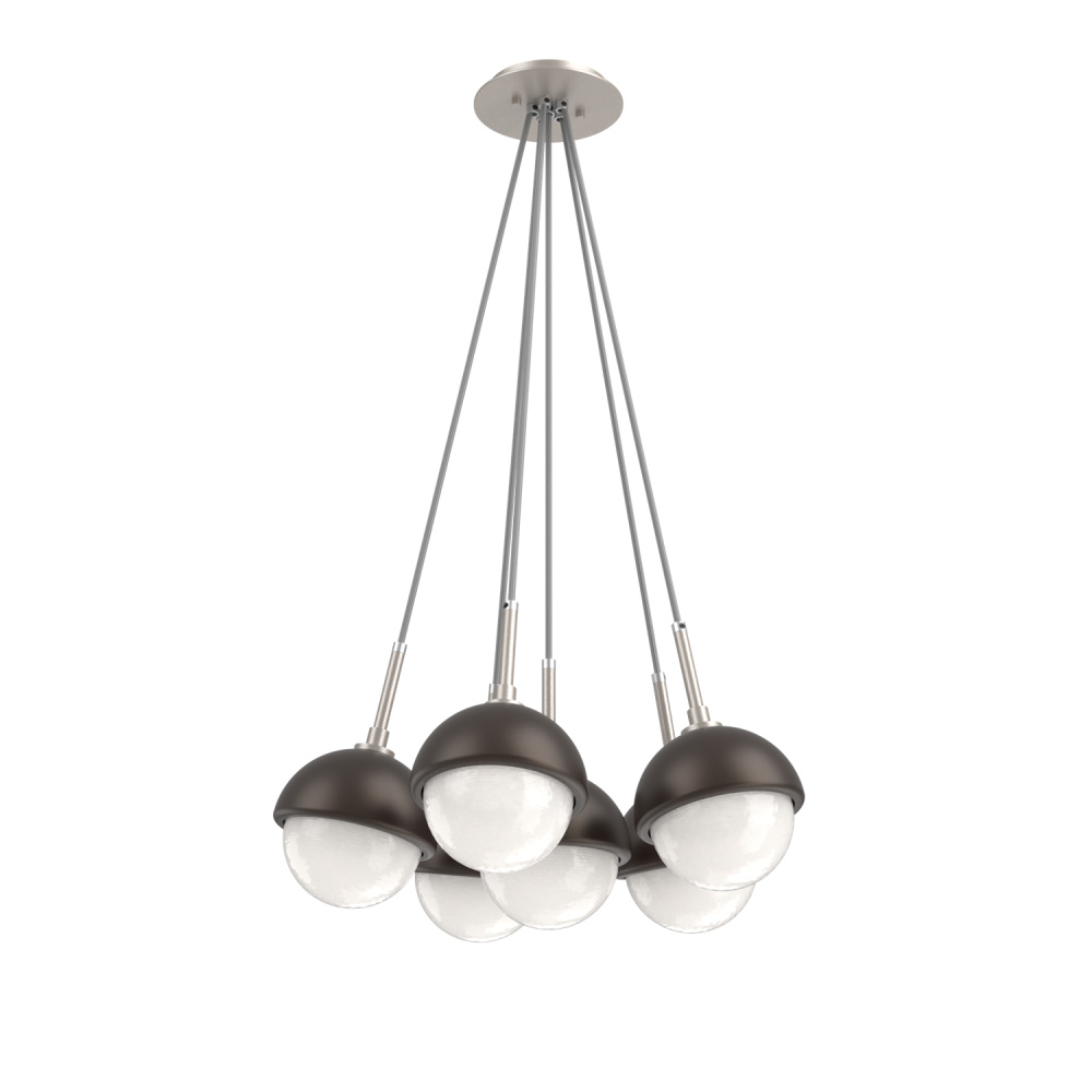 Cabochon Multi Light Pendant Single Port Canopy Beige Silver
