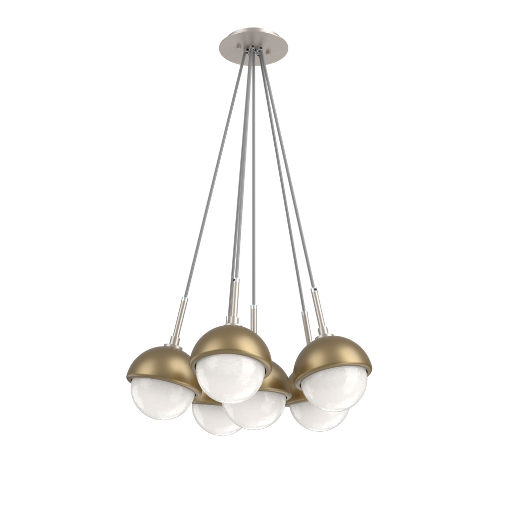 Cabochon Multi Light Pendant Single Port Canopy Beige Silver