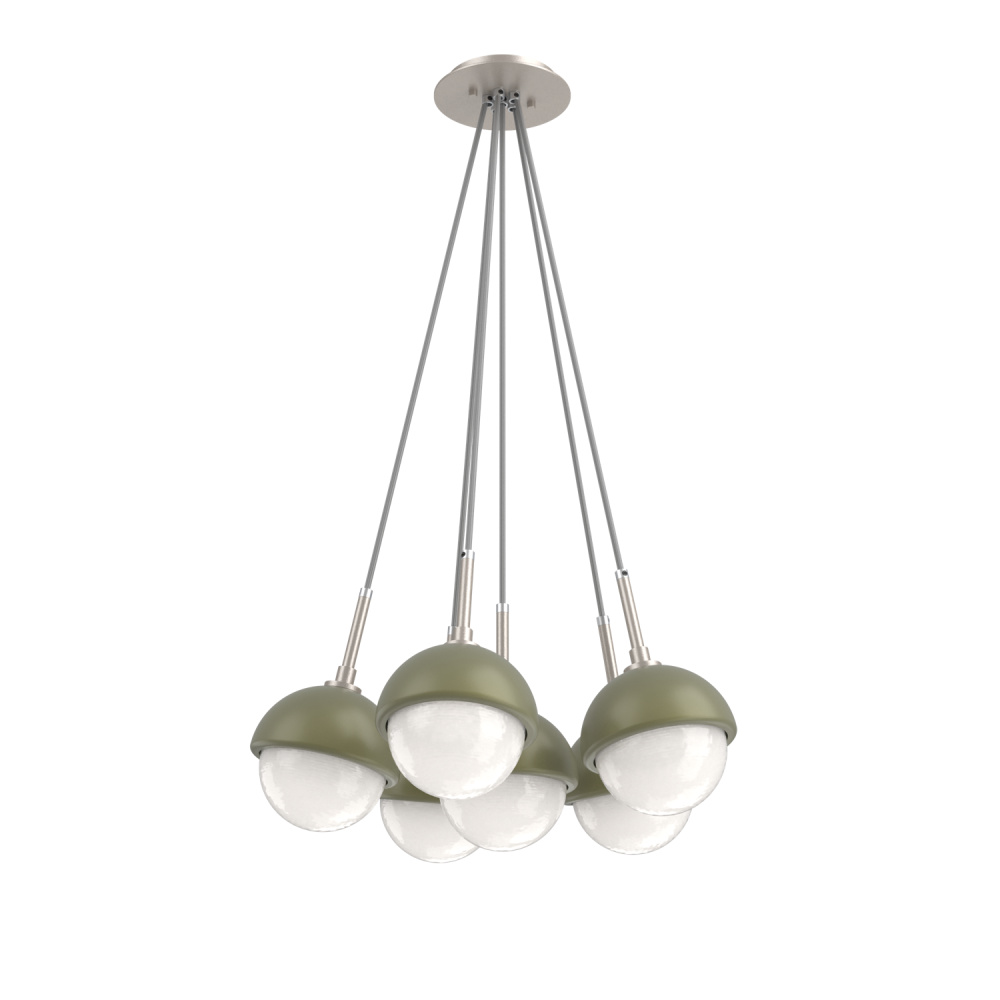 Cabochon Multi Light Pendant Single Port Canopy Beige Silver