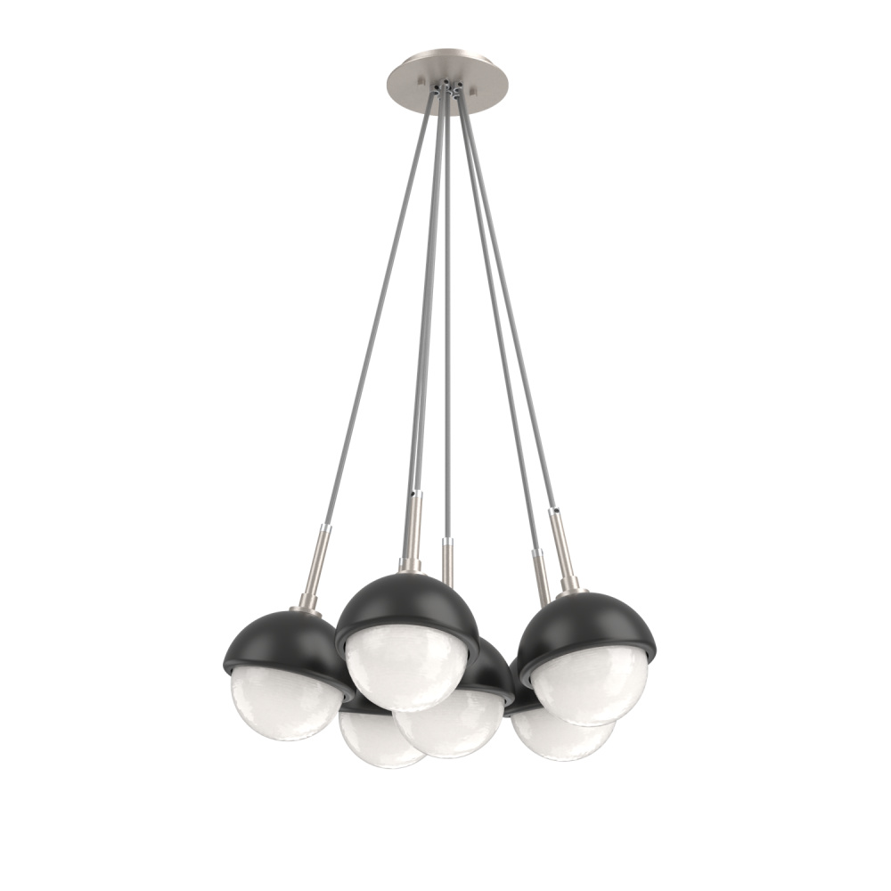 Cabochon Multi Light Pendant Single Port Canopy Beige Silver