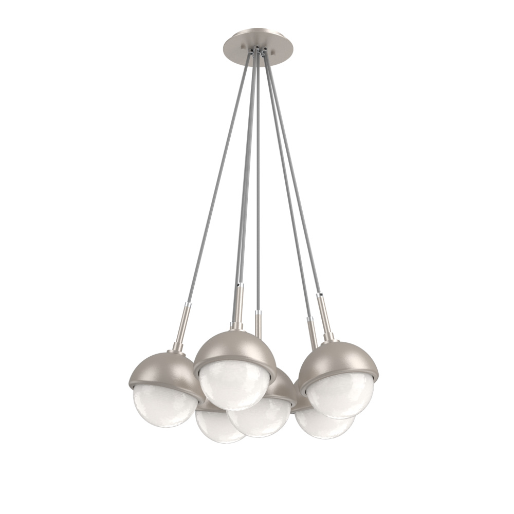 Cabochon Multi Light Pendant Single Port Canopy Beige Silver