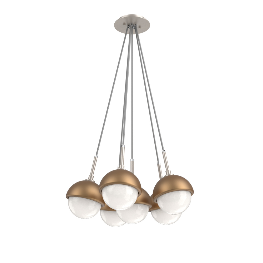 Cabochon Multi Light Pendant Single Port Canopy Beige Silver
