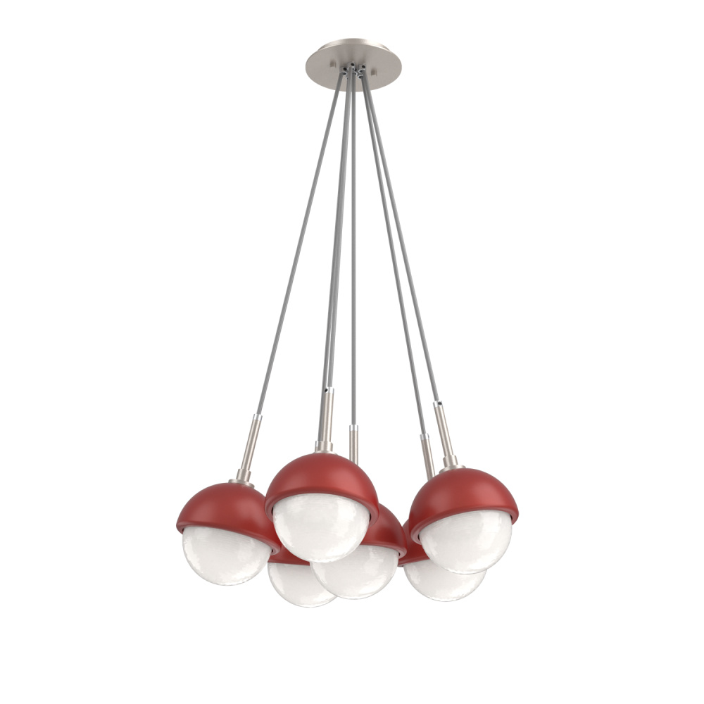 Cabochon Multi Light Pendant Single Port Canopy Beige Silver