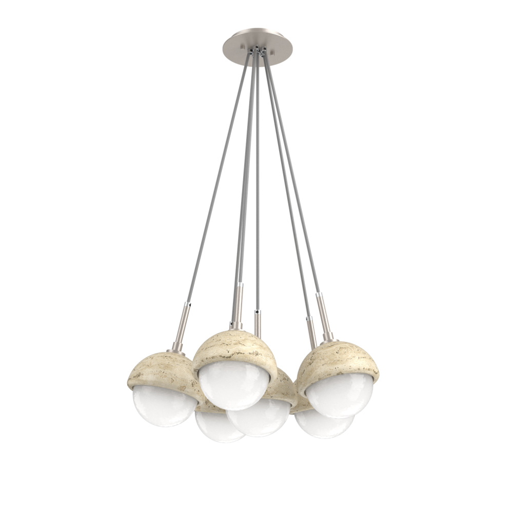 Cabochon Multi Light Pendant Single Port Canopy Beige Silver