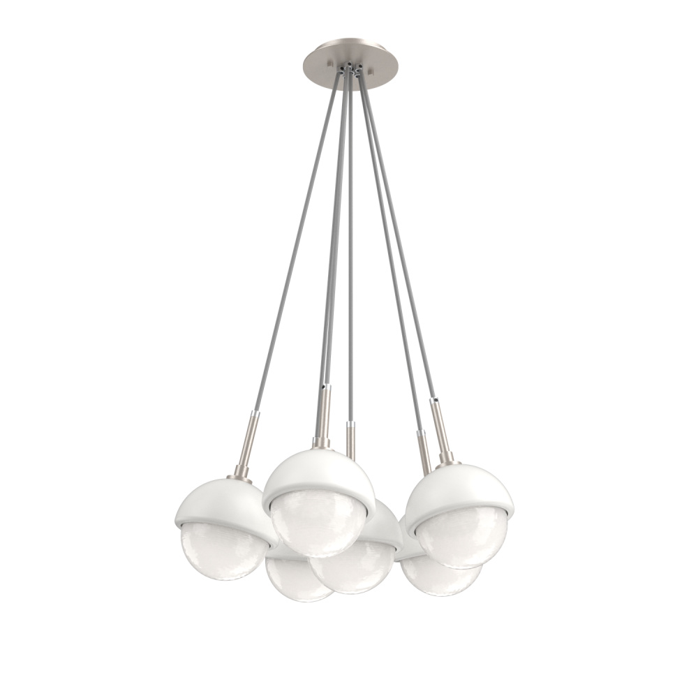 Cabochon Multi Light Pendant Single Port Canopy Beige Silver