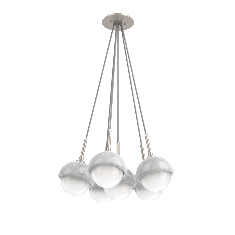 Cabochon Multi Light Pendant Single Port Canopy Beige Silver