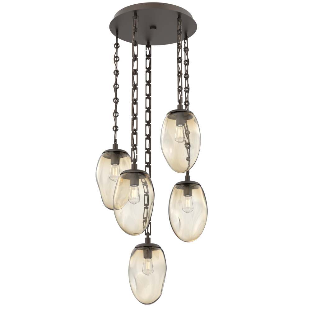 Meteo Round 5pc Multi-Pendant with Chain (Bulb)