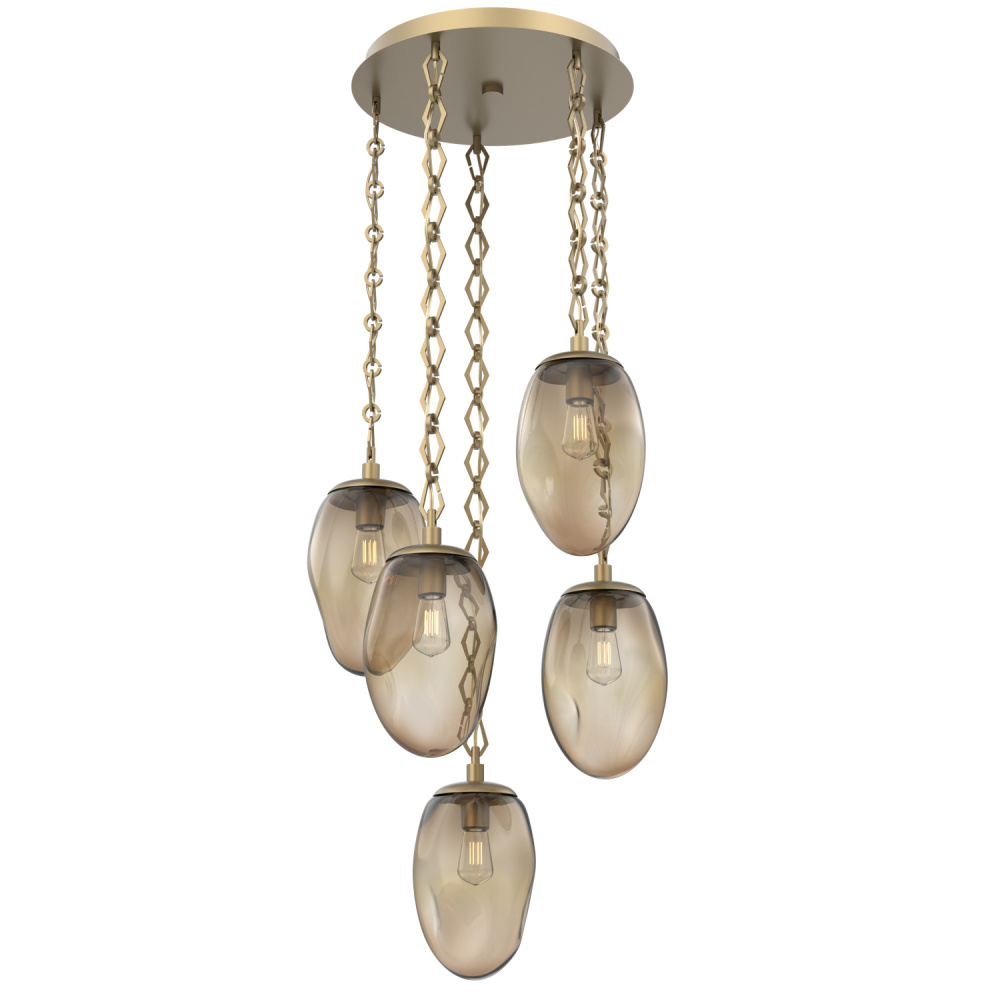 Meteo Round 5pc Multi-Pendant with Chain (Bulb)