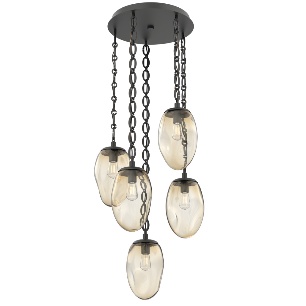 Meteo Round 5pc Multi-Pendant with Chain (Bulb)