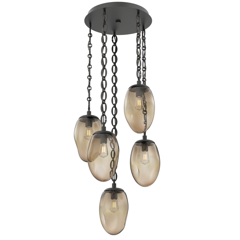 Meteo Round 5pc Multi-Pendant with Chain (Bulb)