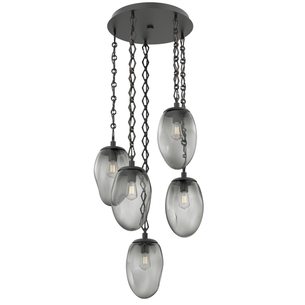 Meteo Round 5pc Multi-Pendant with Chain (Bulb)