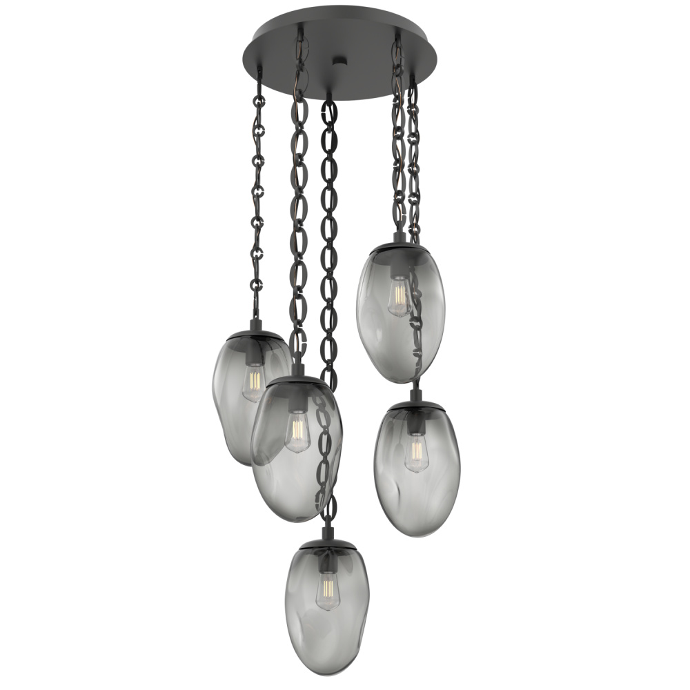 Meteo Round 5pc Multi-Pendant with Chain (Bulb)
