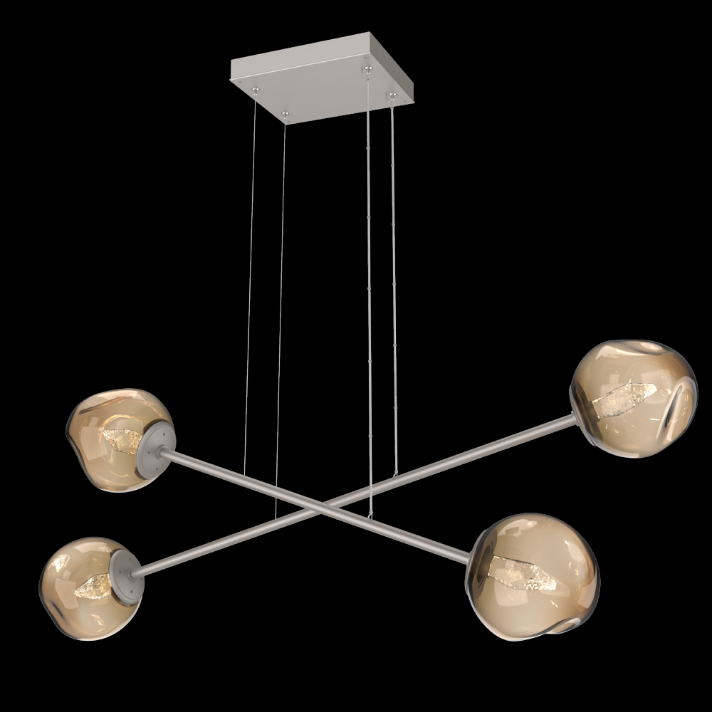 Luna Double Moda-Beige Silver-Geo Inner - Bronze Outer-Stainless Cable-LED 3000K