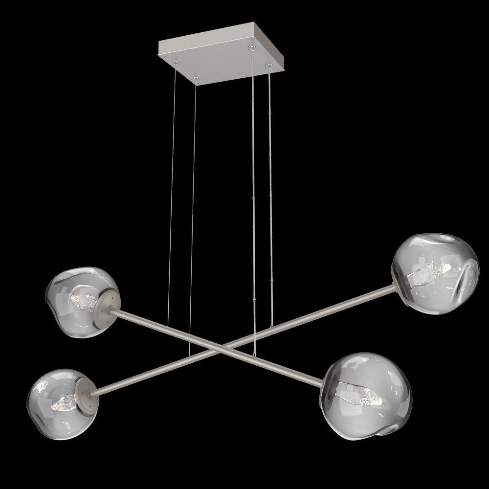 Luna Double Moda-Beige Silver-Geo Inner - Smoke Outer-Stainless Cable-LED 3000K