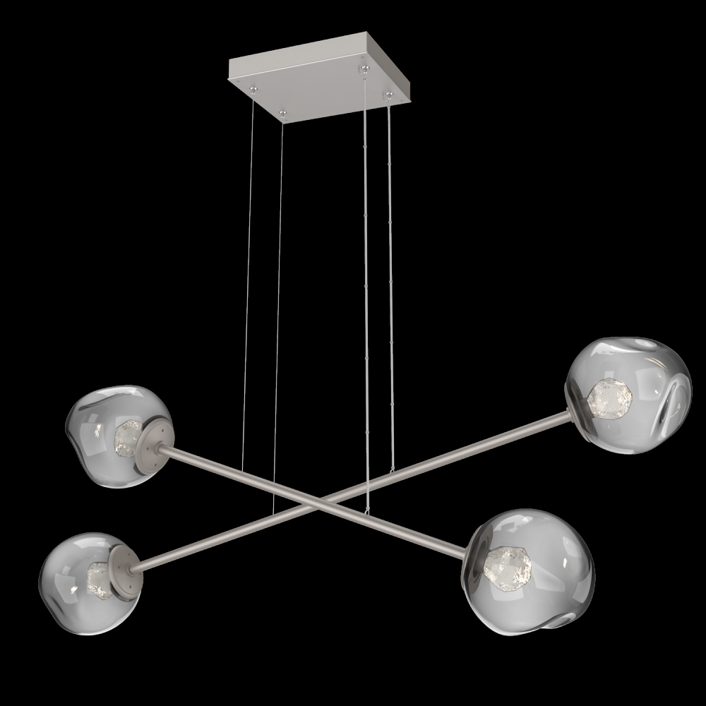 Luna Double Moda-Beige Silver-Zircon Inner - Smoke Outer-Stainless Cable-LED 3000K