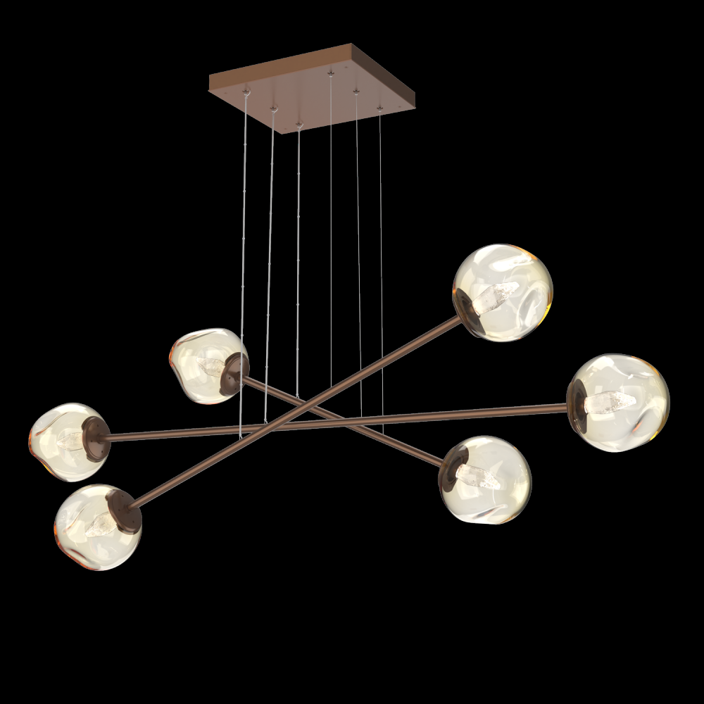 Luna Triple Moda-Burnished Bronze-Geo Inner - Amber Outer-Stainless Cable-LED 3000K