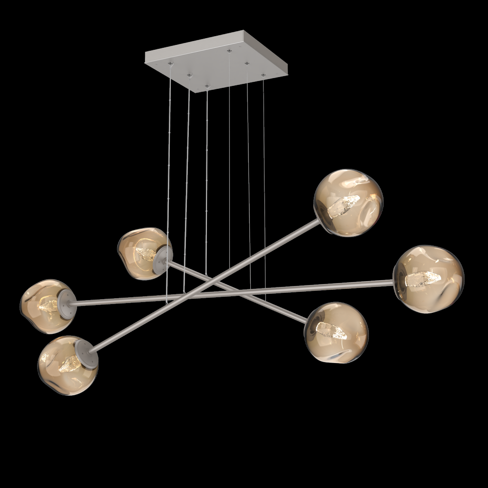 Luna Triple Moda-Beige Silver-Geo Inner - Bronze Outer-Stainless Cable-LED 2700K