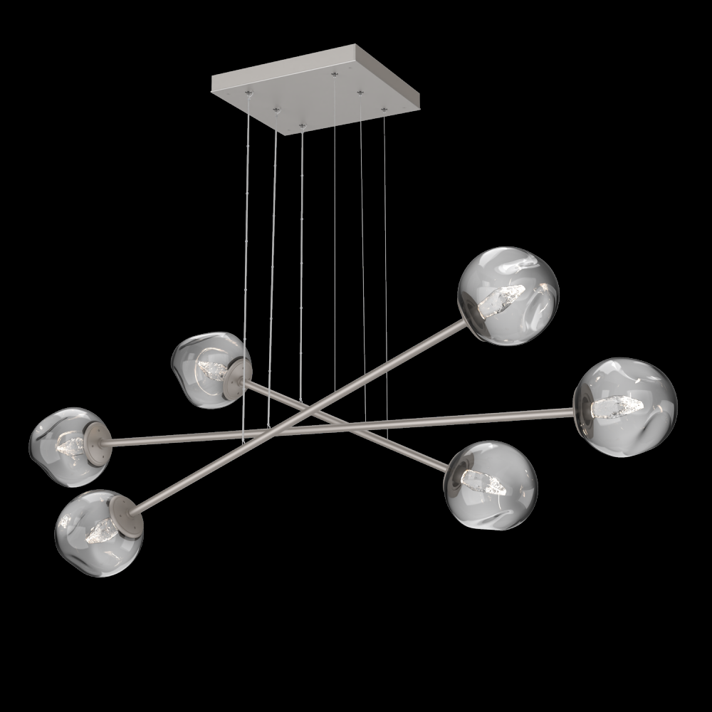 Luna Triple Moda-Beige Silver-Geo Inner - Smoke Outer-Stainless Cable-LED 2700K