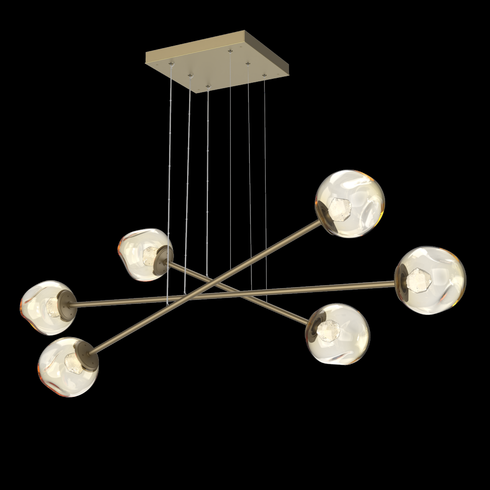 Luna Triple Moda-Gilded Brass-Zircon Inner - Amber Outer-Stainless Cable-LED 2700K