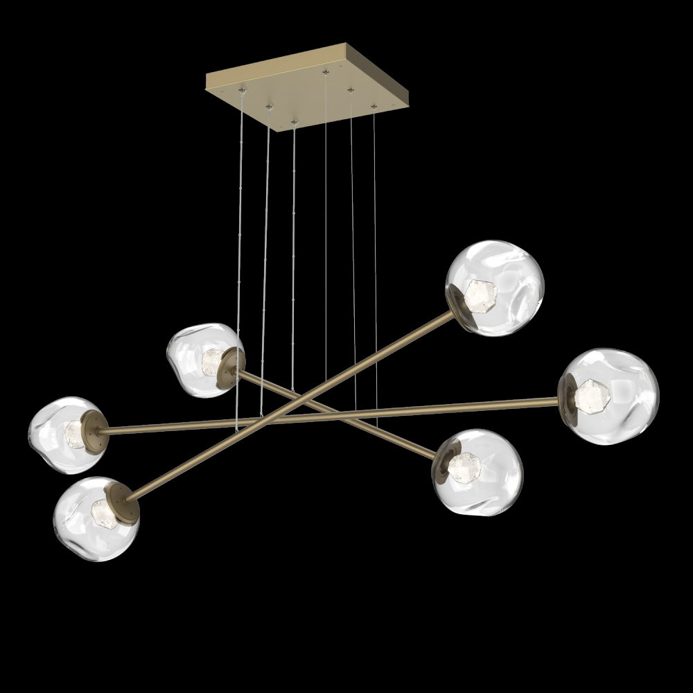 Luna Triple Moda-Gilded Brass-Zircon Inner - Clear Outer-Stainless Cable-LED 3000K