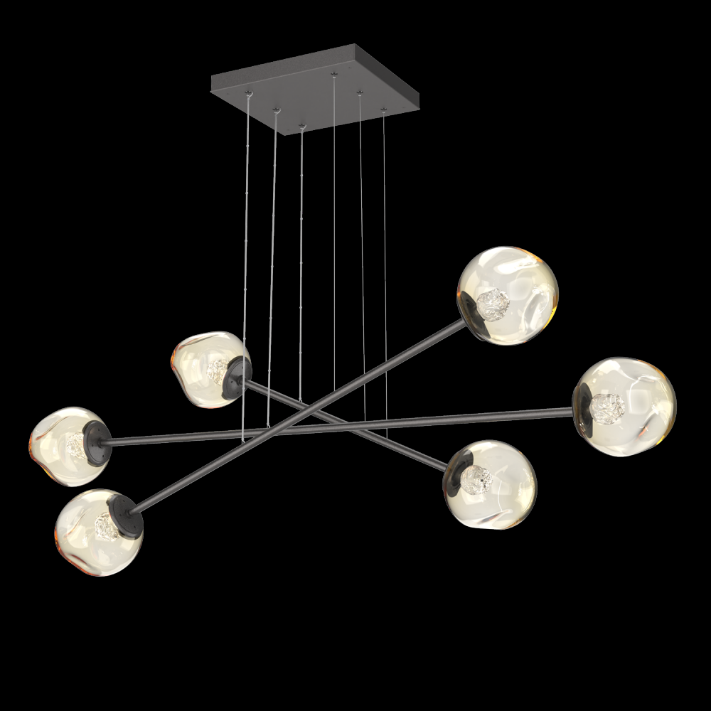 Luna Triple Moda-Graphite-Floret Inner - Amber Outer-Stainless Cable-LED 2700K