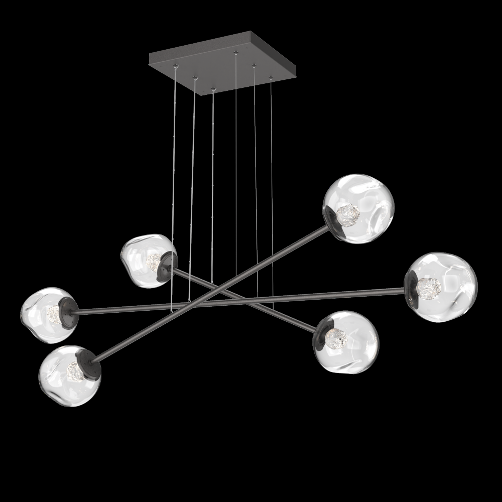 Luna Triple Moda-Graphite-Floret Inner - Clear Outer-Stainless Cable-LED 2700K