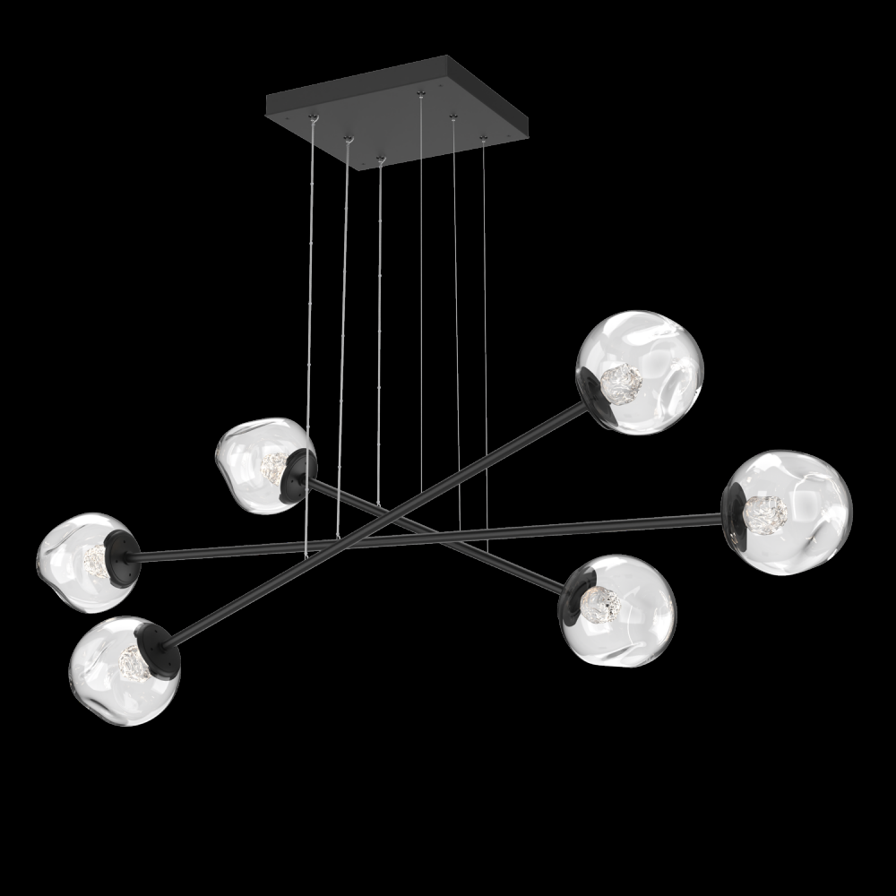 Luna Triple Moda-Matte Black-Floret Inner - Clear Outer-Stainless Cable-LED 3000K