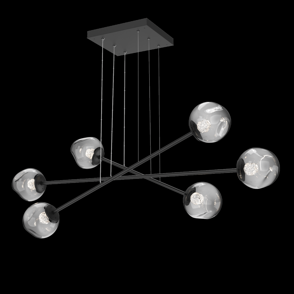 Luna Triple Moda-Matte Black-Floret Inner - Smoke Outer-Stainless Cable-LED 2700K