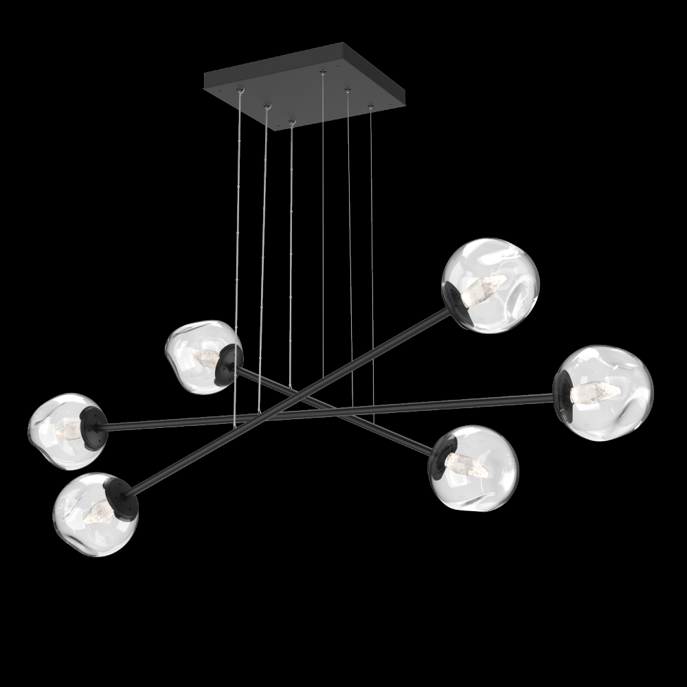 Luna Triple Moda-Matte Black-Geo Inner - Clear Outer-Stainless Cable-LED 2700K