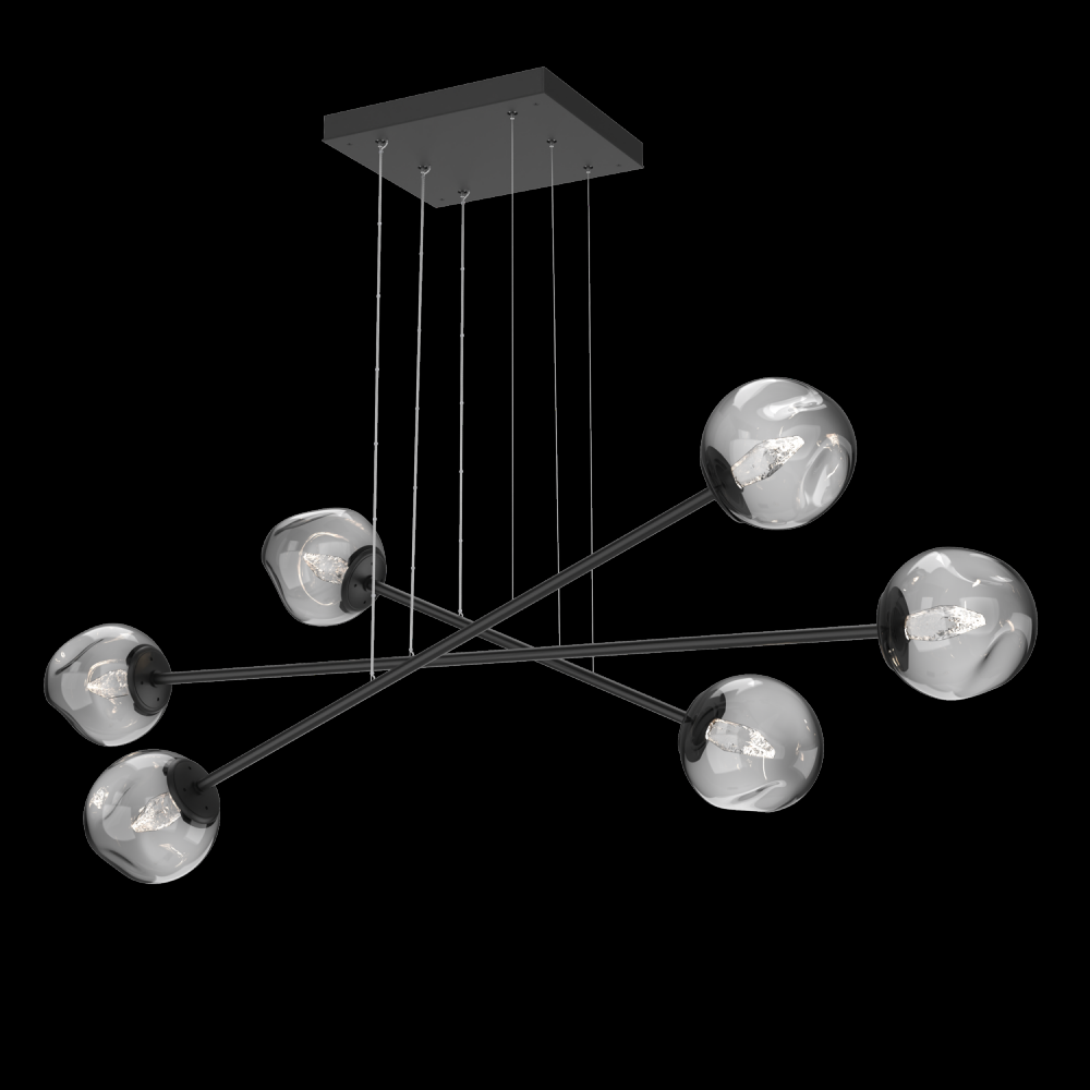 Luna Triple Moda-Matte Black-Geo Inner - Smoke Outer-Stainless Cable-LED 3000K