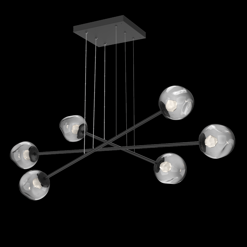 Luna Triple Moda-Matte Black-Zircon Inner - Smoke Outer-Stainless Cable-LED 3000K