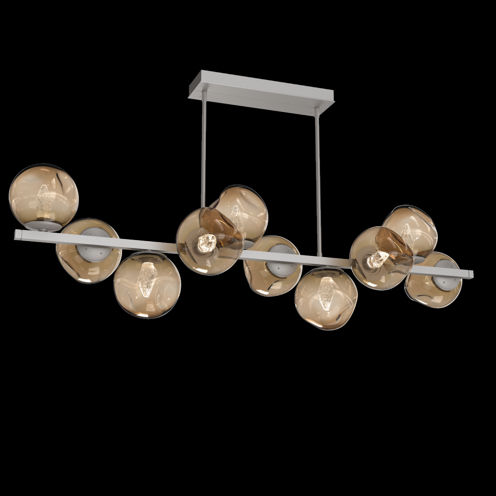 Luna 10pc Twisted Branch-Beige Silver-Geo Inner - Bronze Outer-Threaded Rod Suspension-LED 3000K