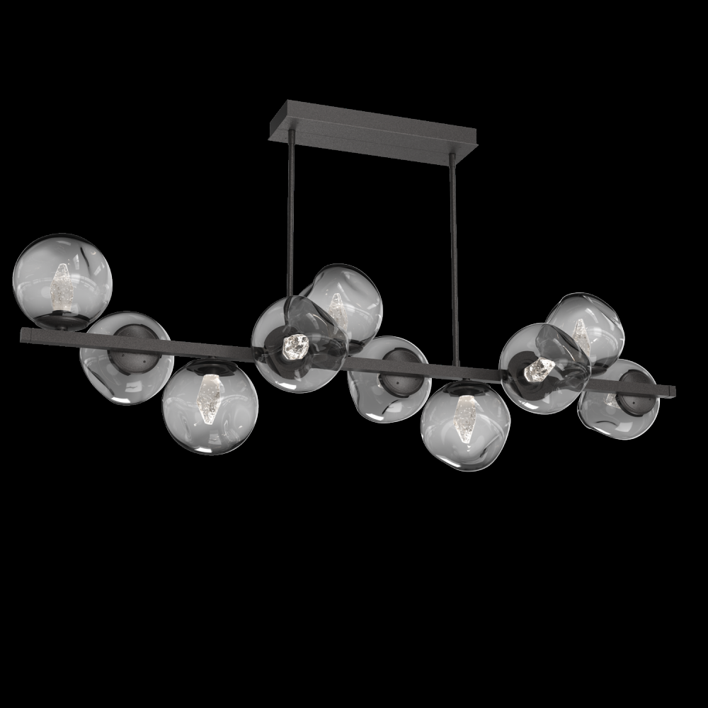 Luna 10pc Twisted Branch-Graphite-Geo Inner - Smoke Outer-Threaded Rod Suspension-LED 2700K