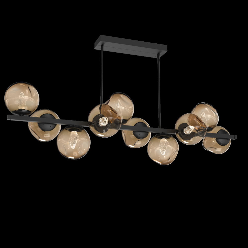 Luna 10pc Twisted Branch-Matte Black-Geo Inner - Bronze Outer-Threaded Rod Suspension-LED 3000K