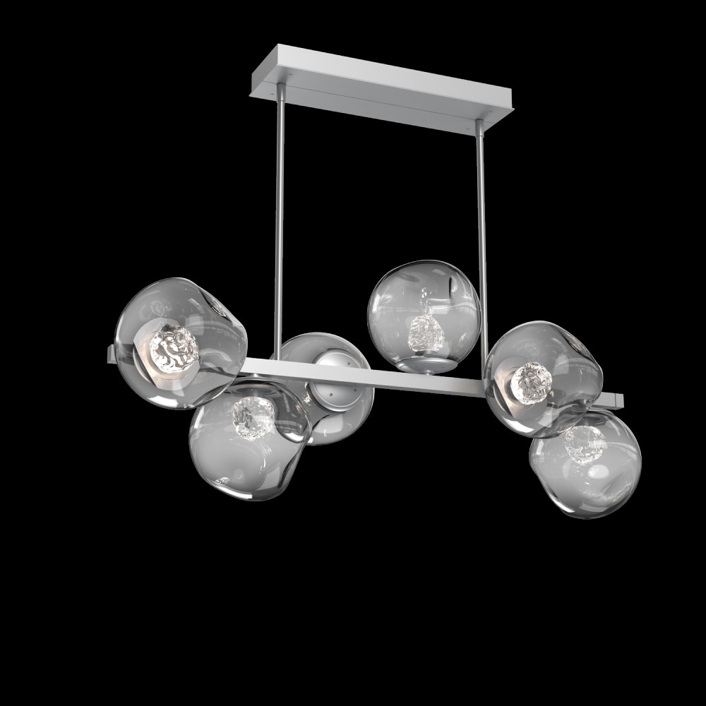 Luna 6pc Twisted Branch-Classic Silver-Floret Inner - Smoke Outer-Threaded Rod Suspension-LED 2700K