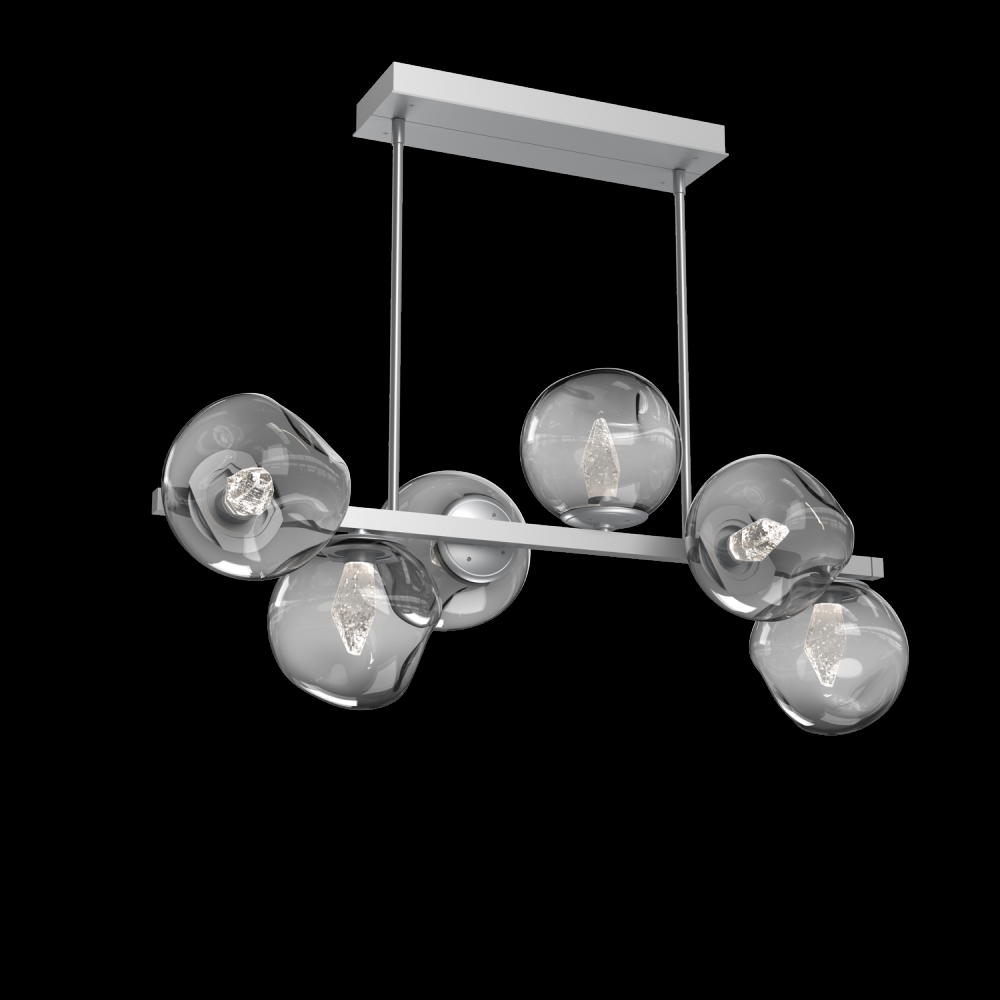 Luna 6pc Twisted Branch-Classic Silver-Geo Inner - Smoke Outer-Threaded Rod Suspension-LED 3000K