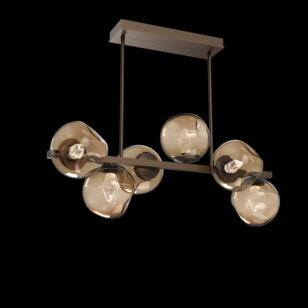 Luna 6pc Twisted Branch-Flat Bronze-Geo Inner - Bronze Outer-Threaded Rod Suspension-LED 3000K