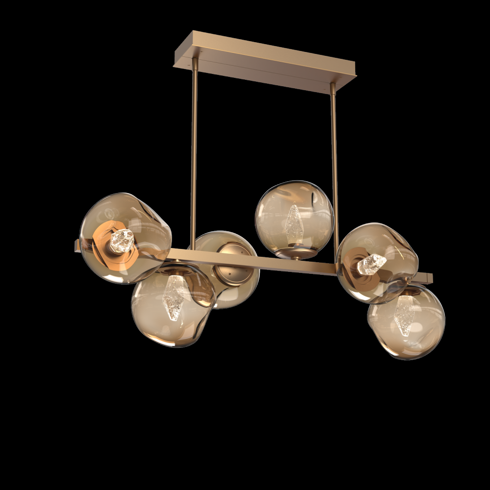 Luna 6pc Twisted Branch-Novel Brass-Geo Inner - Bronze Outer-Threaded Rod Suspension-LED 3000K
