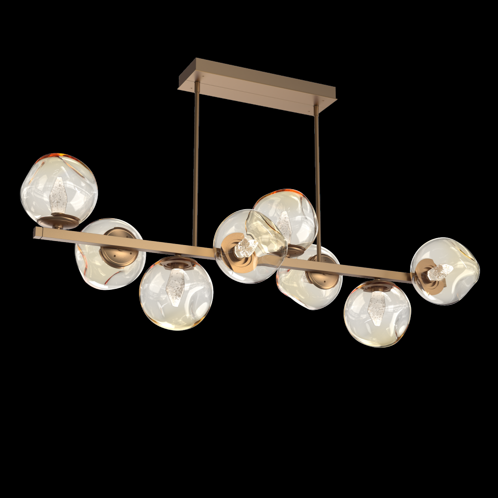 Luna 8pc Twisted Branch-Novel Brass-Geo Inner - Amber Outer-Threaded Rod Suspension-LED 2700K