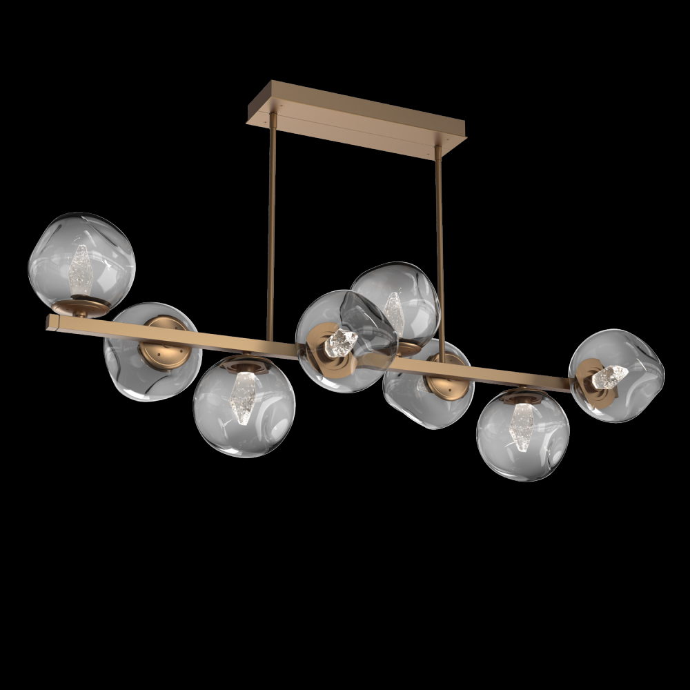 Luna 8pc Twisted Branch-Novel Brass-Geo Inner - Smoke Outer-Threaded Rod Suspension-LED 3000K