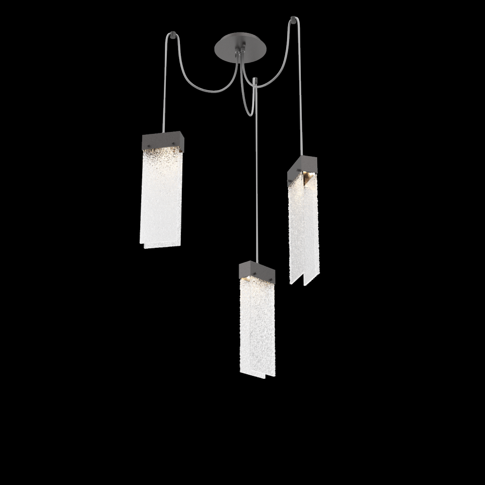 Parallel Glass Round 3pc Swag Multi-Pendant