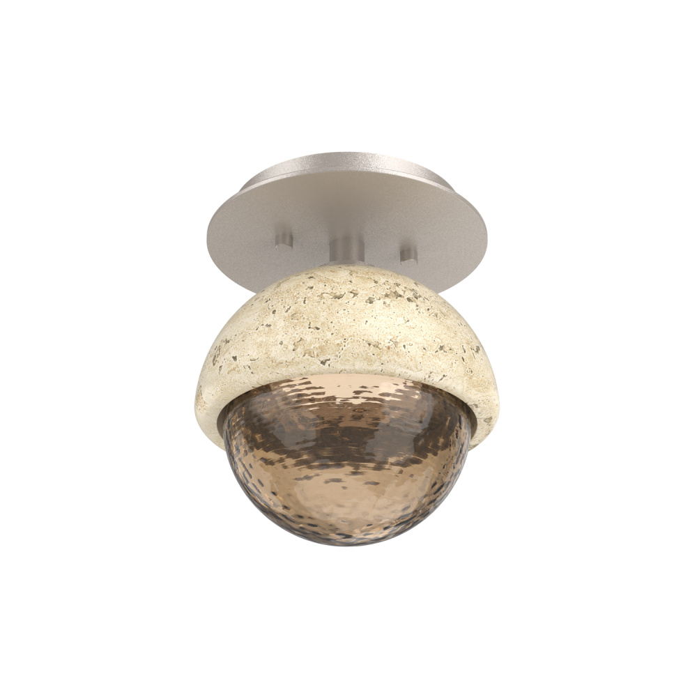 Cabochon Flush Mount Wall Sconce Beige Silver