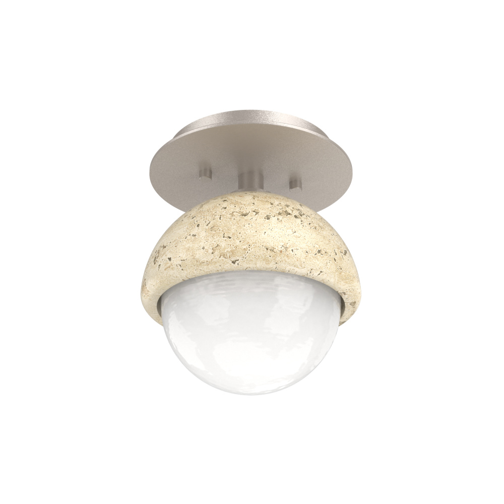 Cabochon Flush Mount Wall Sconce Beige Silver
