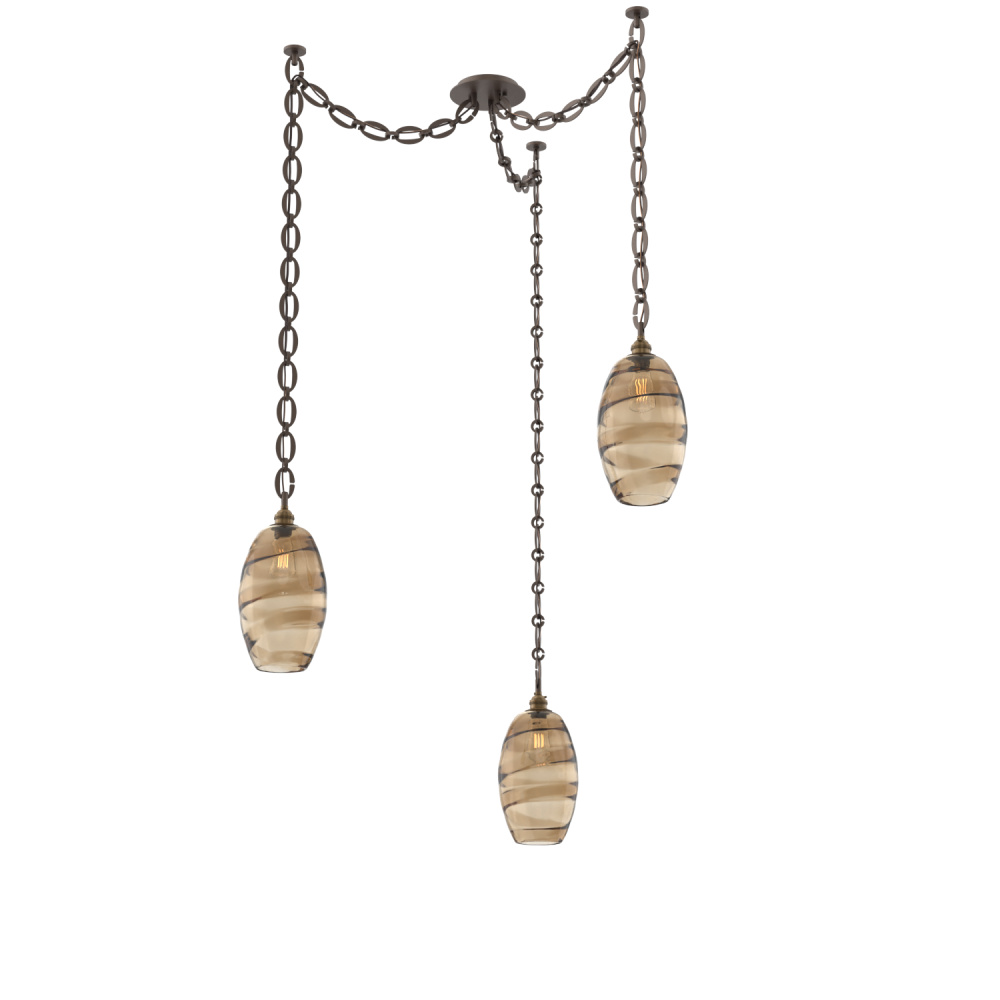 Ellisse Multi Light Pendant Multi Port Canopy Flat Bronze