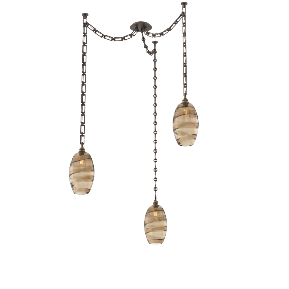 Ellisse Multi Light Pendant Multi Port Canopy Flat Bronze