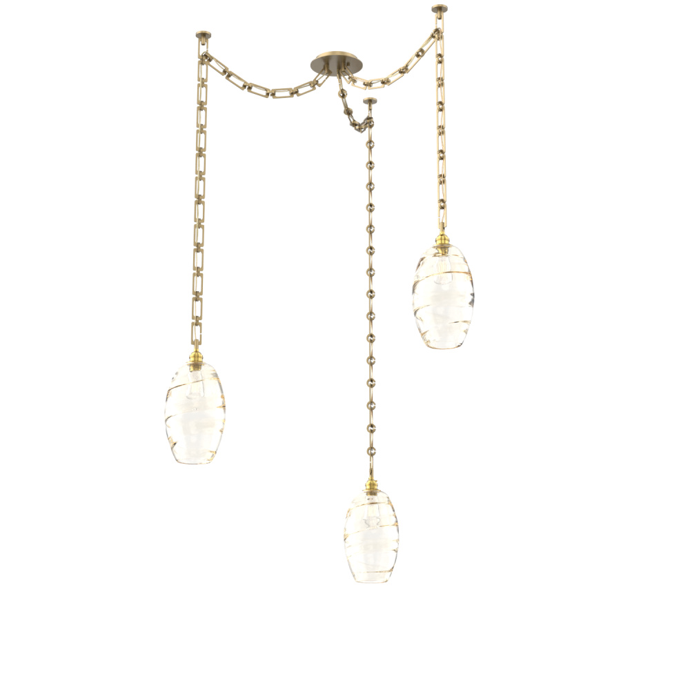 Ellisse Multi Light Pendant Multi Port Canopy Gilded Brass