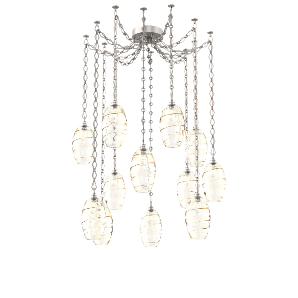 Ellisse Multi Light Pendant Multi Port Canopy Beige Silver