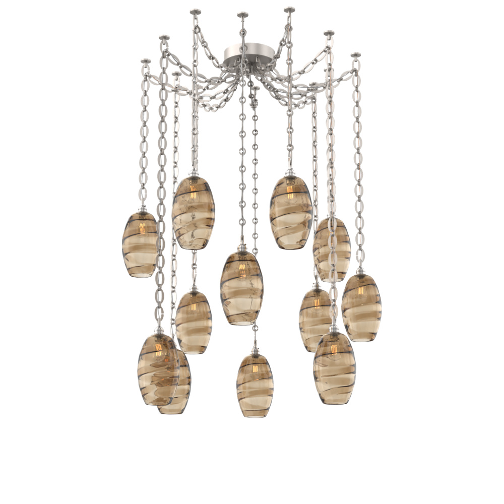 Ellisse Multi Light Pendant Multi Port Canopy Beige Silver