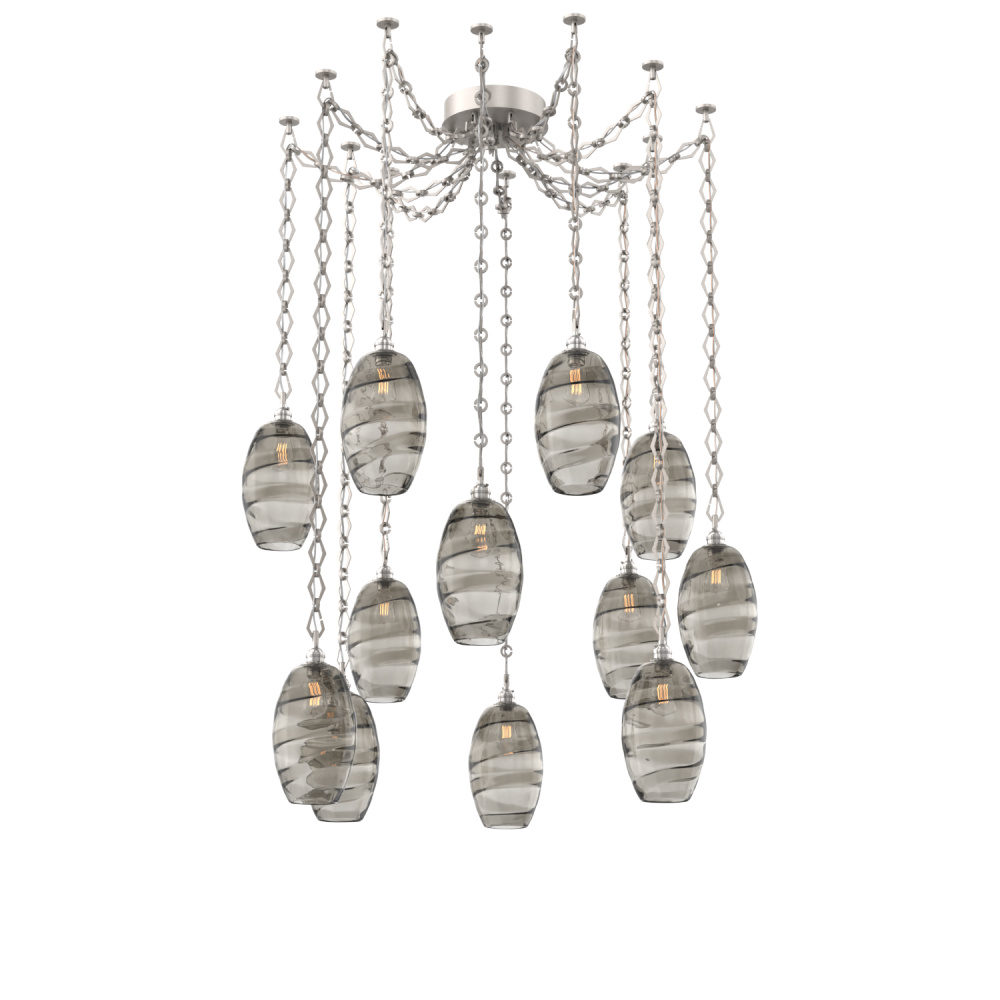 Ellisse Multi Light Pendant Multi Port Canopy Beige Silver