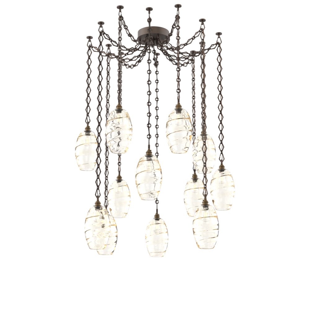 Ellisse Multi Light Pendant Multi Port Canopy Flat Bronze